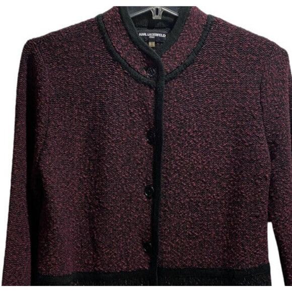 Karl Lagerfeld Paris Ongoing Mulled Wine Sweater Cardigan L8WS0713 Size Large - Picture 2 of 12